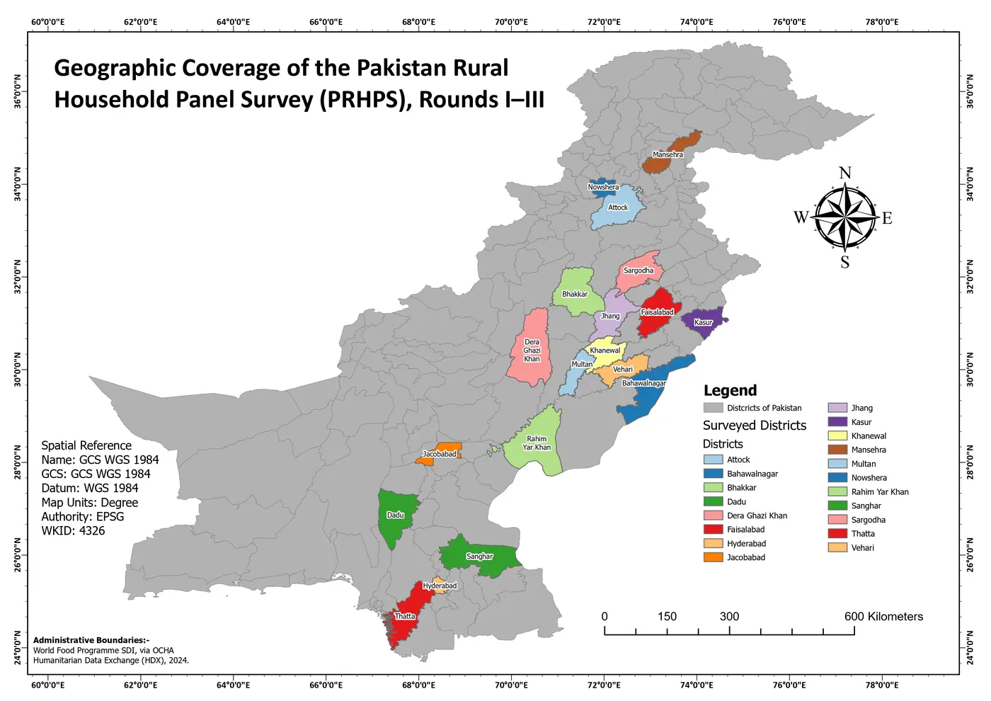 Pakistan rural household panel survey coverage map