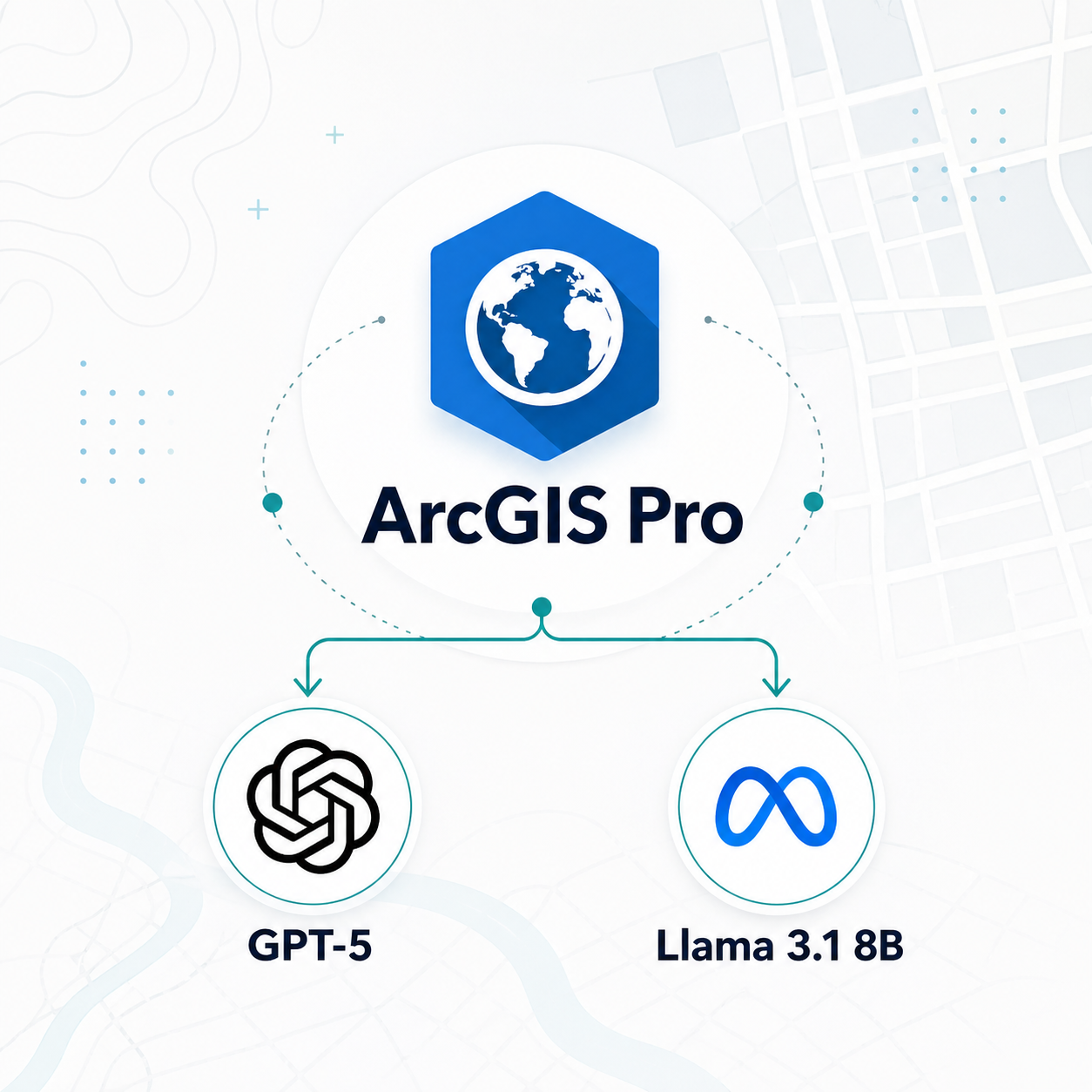 Geo Copilot project thumbnail showing ArcGIS Pro connected with GPT-5 and Llama 3.1 8B